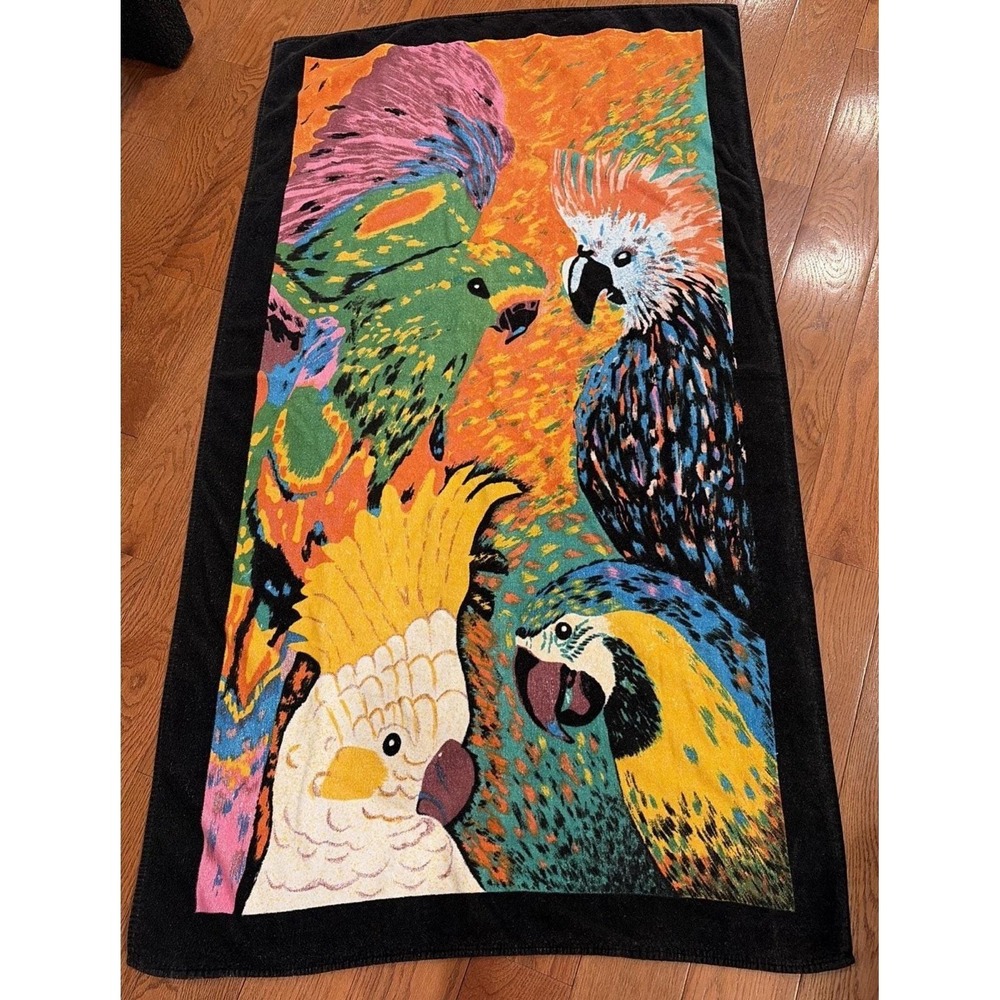 Jungle Oversized Big Beach Pool Bath Towel Tropical Cotton Parrots 35 X 65